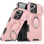 Coque iPhone 4-en-1 – Protection caméra, support 360° & porte-cartes
